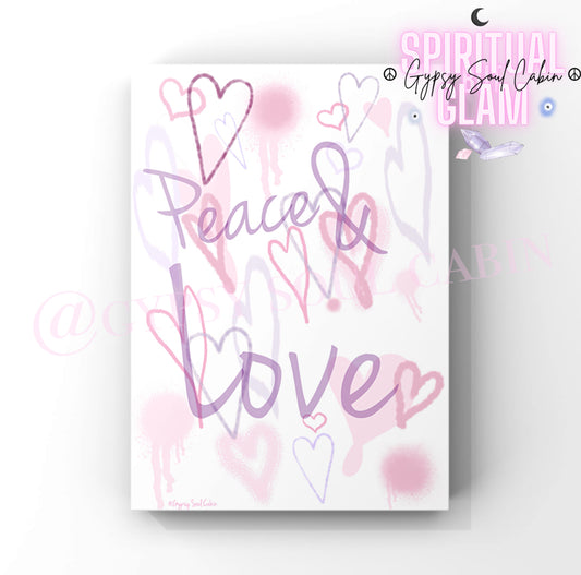 Peace & Love, That’s A Vibe, Love Yourself Graffiti Purple & Pink Hearts Prints