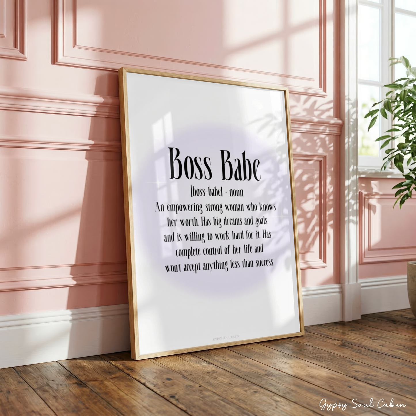Empowering Boss Babe Definition Print Set | Purple Aura Manifestation Office Wall Art Decor