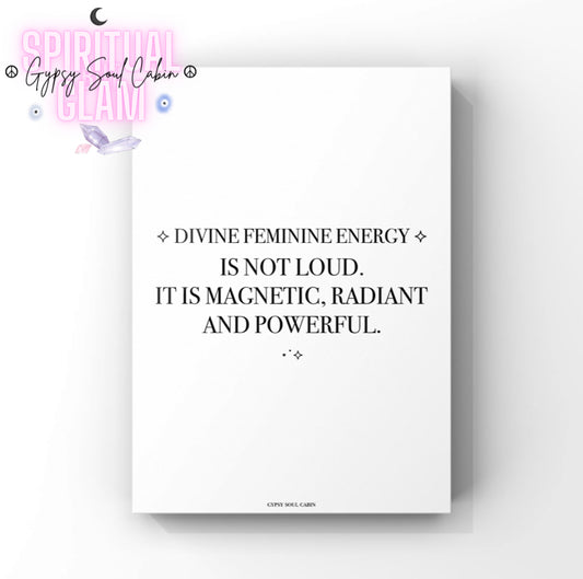 Empowering feminine energy quote print on white background, featuring motivational messages for inspiration and self-love, perfect for wall decor.