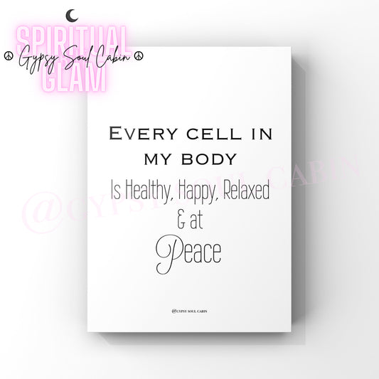 I Am A Magnet For Positive Energy, Healthy, Happy, Relaxed A4 Black & White Quote Prints