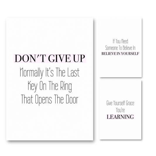 Aesthetic Self-Care Typography A4 Wall Art Print Set