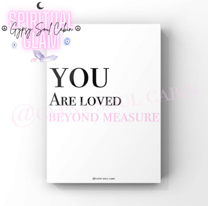 You Are Loved Beyond Measure Black & White, Pink, Blue A4 Quote Prints