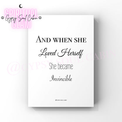 Strong Women, Self Love Quote A4 Black & White Quote Prints