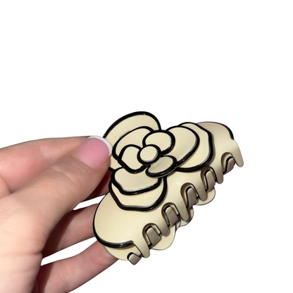 Vintage French Camellia Ivory Claw Clip | Fashion Grip