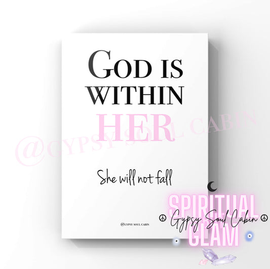 God Is Within Her She Will Not Fall Black & White, Pink, Blue A4 Prints