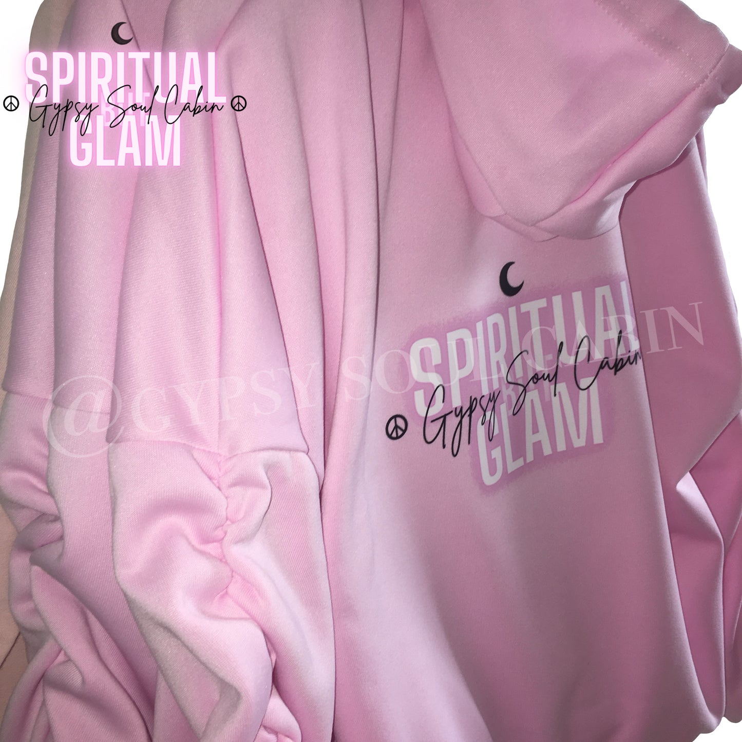 Stay Wild Moon Child Girl Art Pink Scrunched Sleeve Hoodie