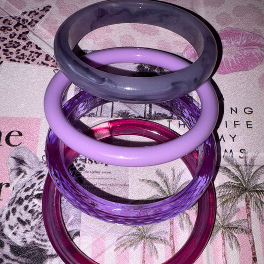 Midnight Grape Acrylic Bangle Stack | Purple Bracelet Set