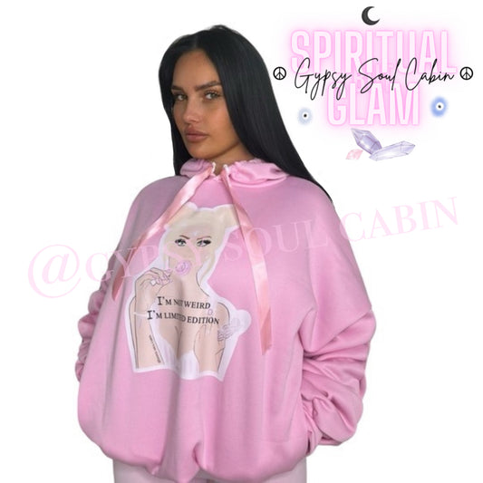 I'm Not weird, I'm Limited Edition Spiritual Lollipop Girl Art Pink Scrunched Sleeved Hoodie