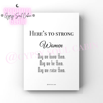 Strong Women, Self Love Quote A4 Black & White Quote Prints