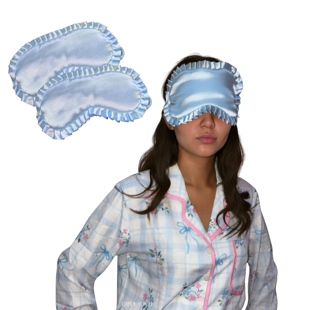 Luxury Coquette Ruffle Blue Sleep Mask