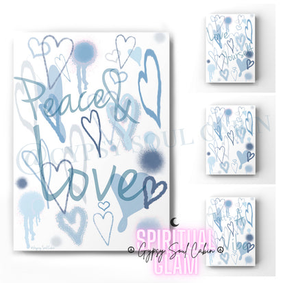 Peace & Love, That’s A Vibe, Love Yourself Graffiti Blue & Pink Hearts Prints