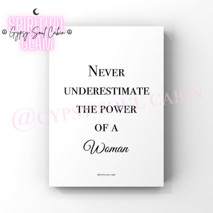 Strong Women, Self Love Quote A4 Black & White Quote Prints