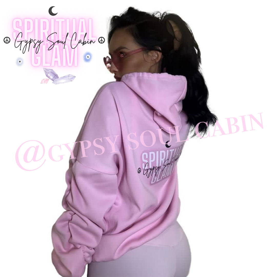 Limited Edition Spiritual Girl Art Pink Scrunched Armed Hoodie