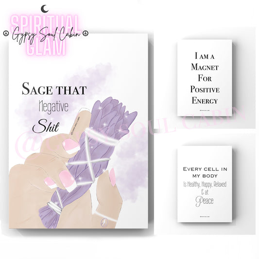 Sage That Negative Shit Art, Positive Energy
Purple, Black & White A4 Quote Prints