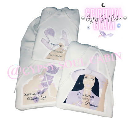 Be A Witch In A World Full Of Princesses Front Pocket White Oversized Pullover Hoodie