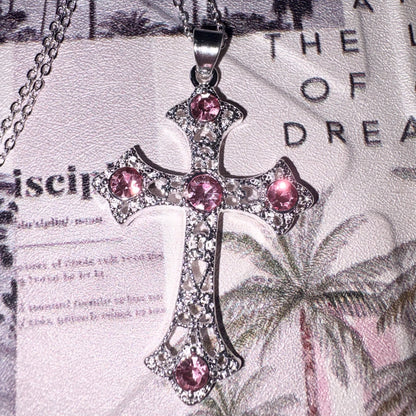 Pink Cross Pendant Necklace | Divine Feminine Spiritual Jewellery