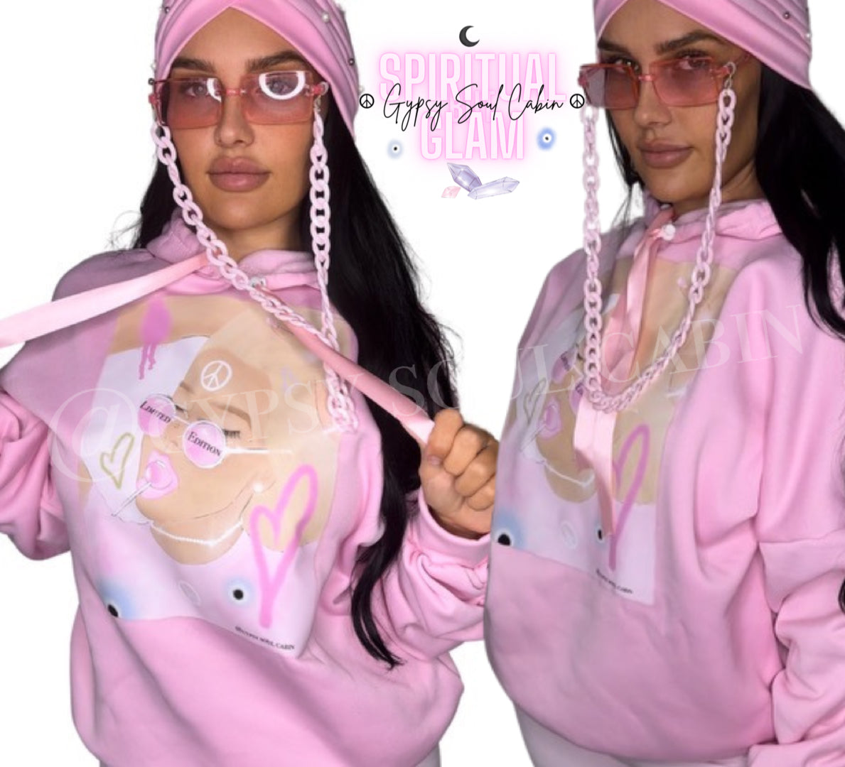 Pink Ibiza Festival Bohemian Gypsy Head Wrap | Y2K Hair Scarf Bandana with Pearls