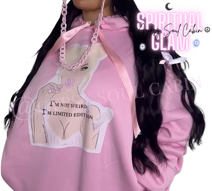 I'm Not weird, I'm Limited Edition Spiritual Lollipop Girl Art Pink Scrunched Sleeved Hoodie