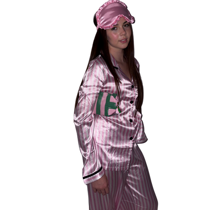 Luxury Pink and Green Stripe Gloss Vanity Pouch