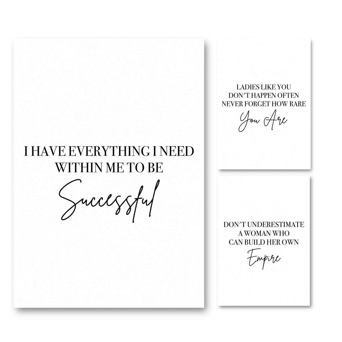 Girl Boss Minimalist Typography Wall Art Print Set
