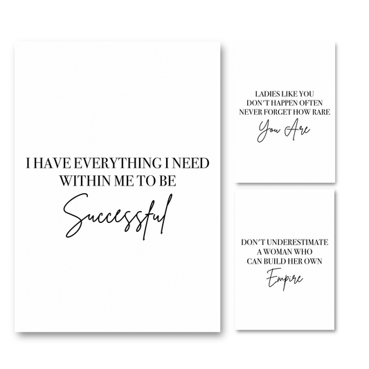 Girl Boss Minimalist Typography Wall Art Print Set