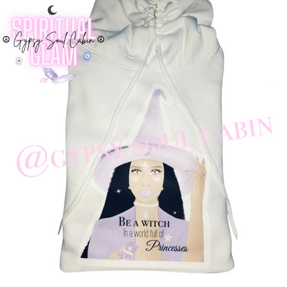 Be A Witch In A World Full Of Princesses Front Pocket White Oversized Pullover Hoodie