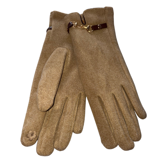 Luxe Buckle Strap Women's Khaki Gloves