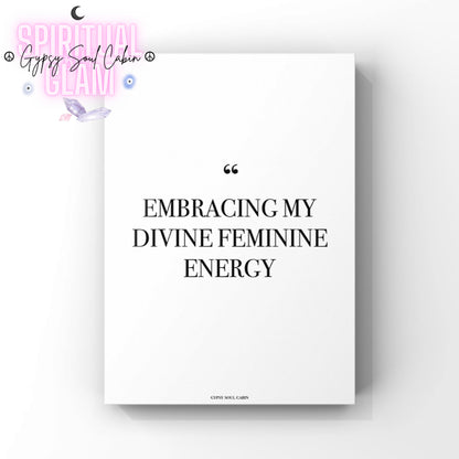 Empowering feminine energy quote print on white background, featuring motivational messages for inspiration and self-love, perfect for wall decor.