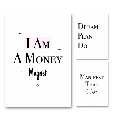Money Magnet Manifestation A4 Print Set | Minimalist Abundance Wall Art