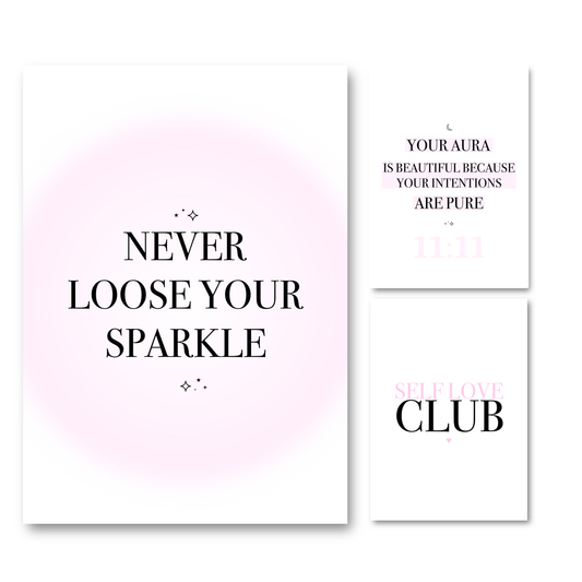 A set of spiritual A4 prints featuring angel numbers 11:11 with inspiring affirmations and messages for self-love, confidence, and positive energy.