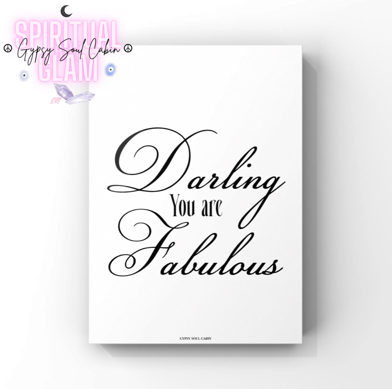 Minimalist A4 fashion typography print displaying the text Darling You Are in clean black lettering with Fabulous written in a stylish cursive script font centred on a white background.