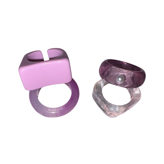 Parma Violet Candy Ring Stack | Purple Retro Ring Set