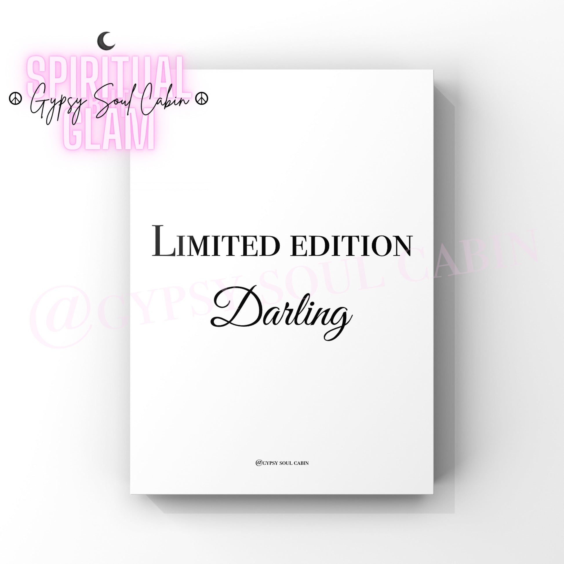 Minimalist black and white typography wall art print with the elegant cursive text Limited Edition Darling centered on a clean white background.