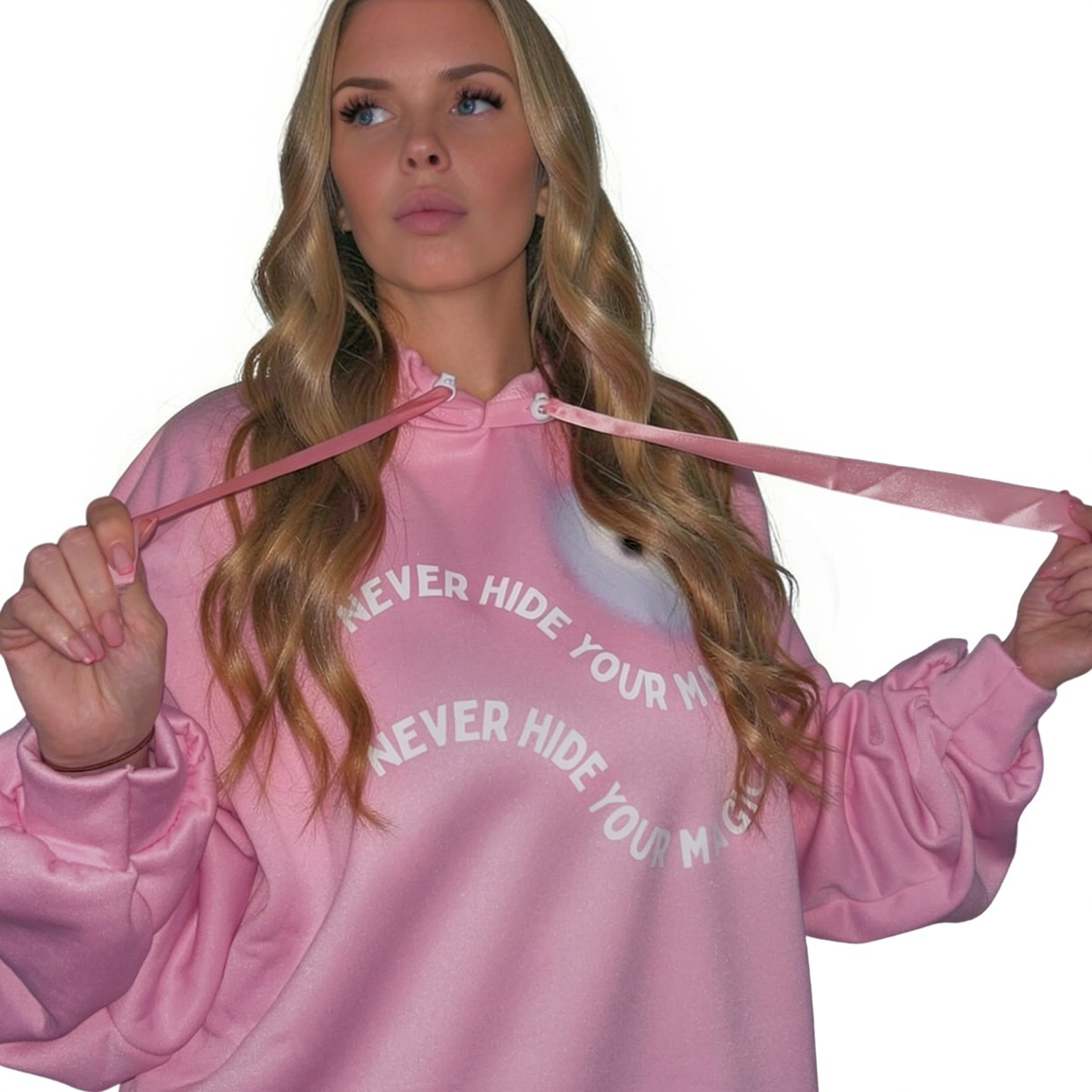 Pink Scrunched Sleeve Hoodie | Never Hide Your Magic